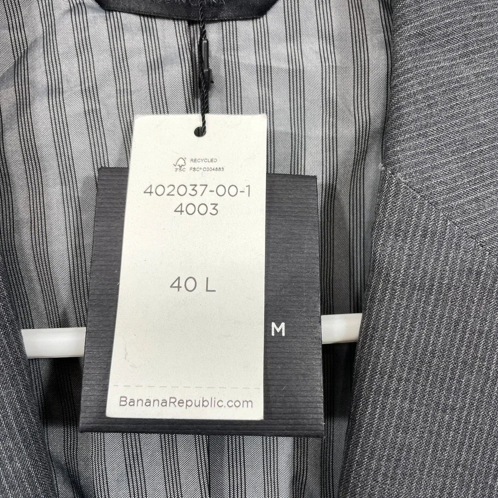 Banana Republic Men's 40 Long Marzotto Italian‎ Wool Blazer Gray  NWT FLAW!